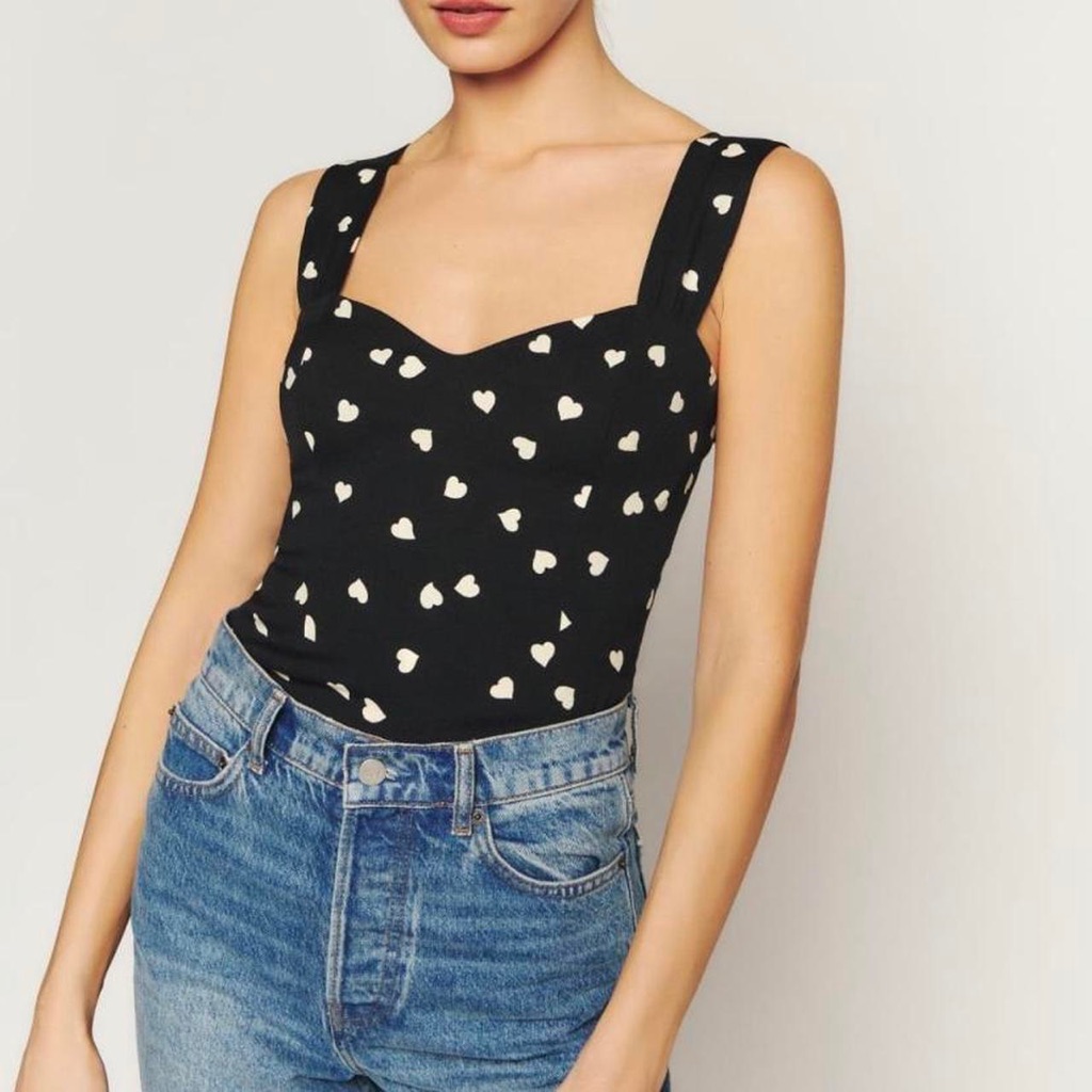 Reformation Hester Top In Luv It Heart Print